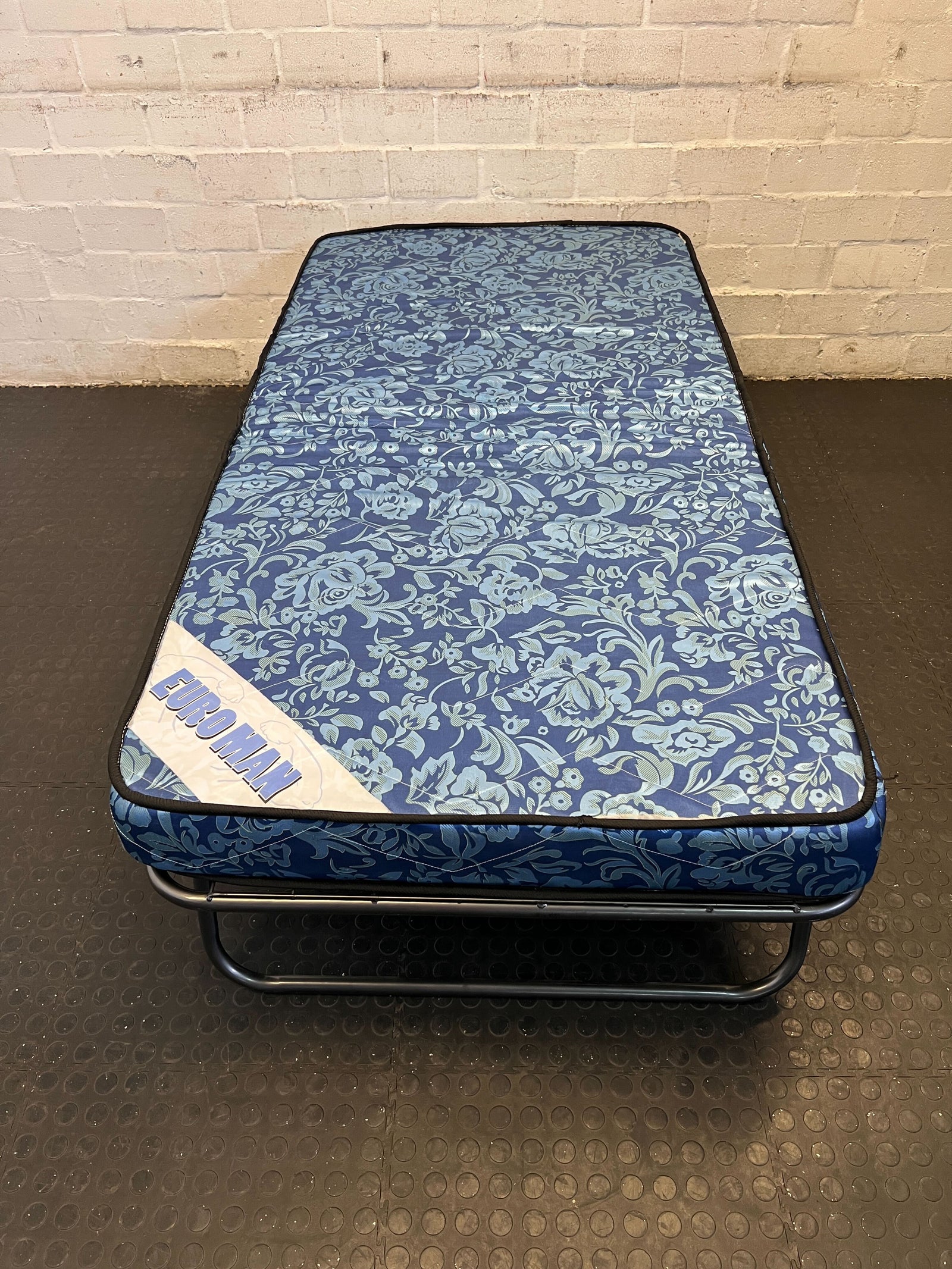 Blue Floral EuroMan Foldable Mattress – Good Condition, Minor Wear - REDUCED
