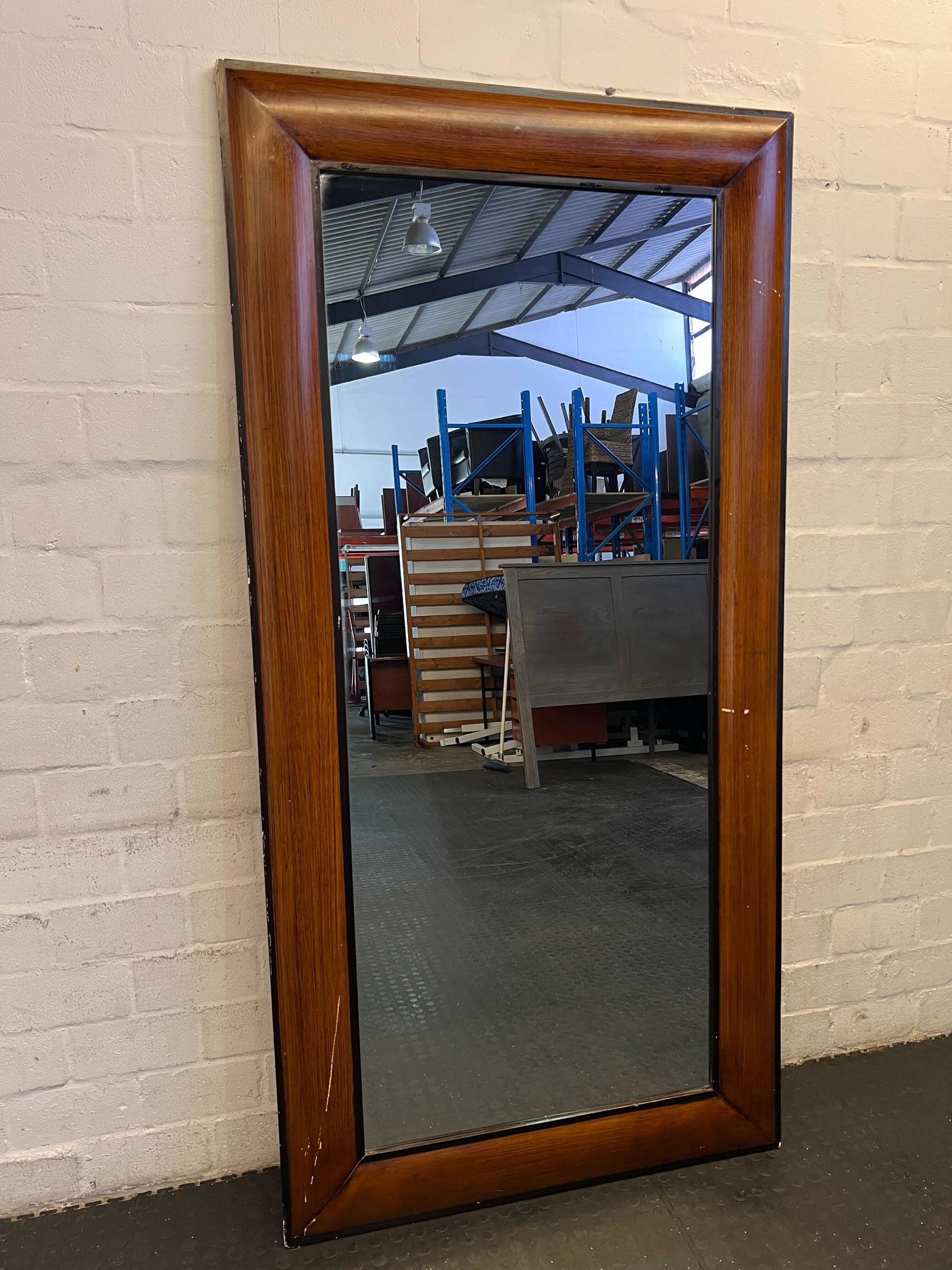 Elegant Wooden Framed Full-Length Mirror with Minor Scratches