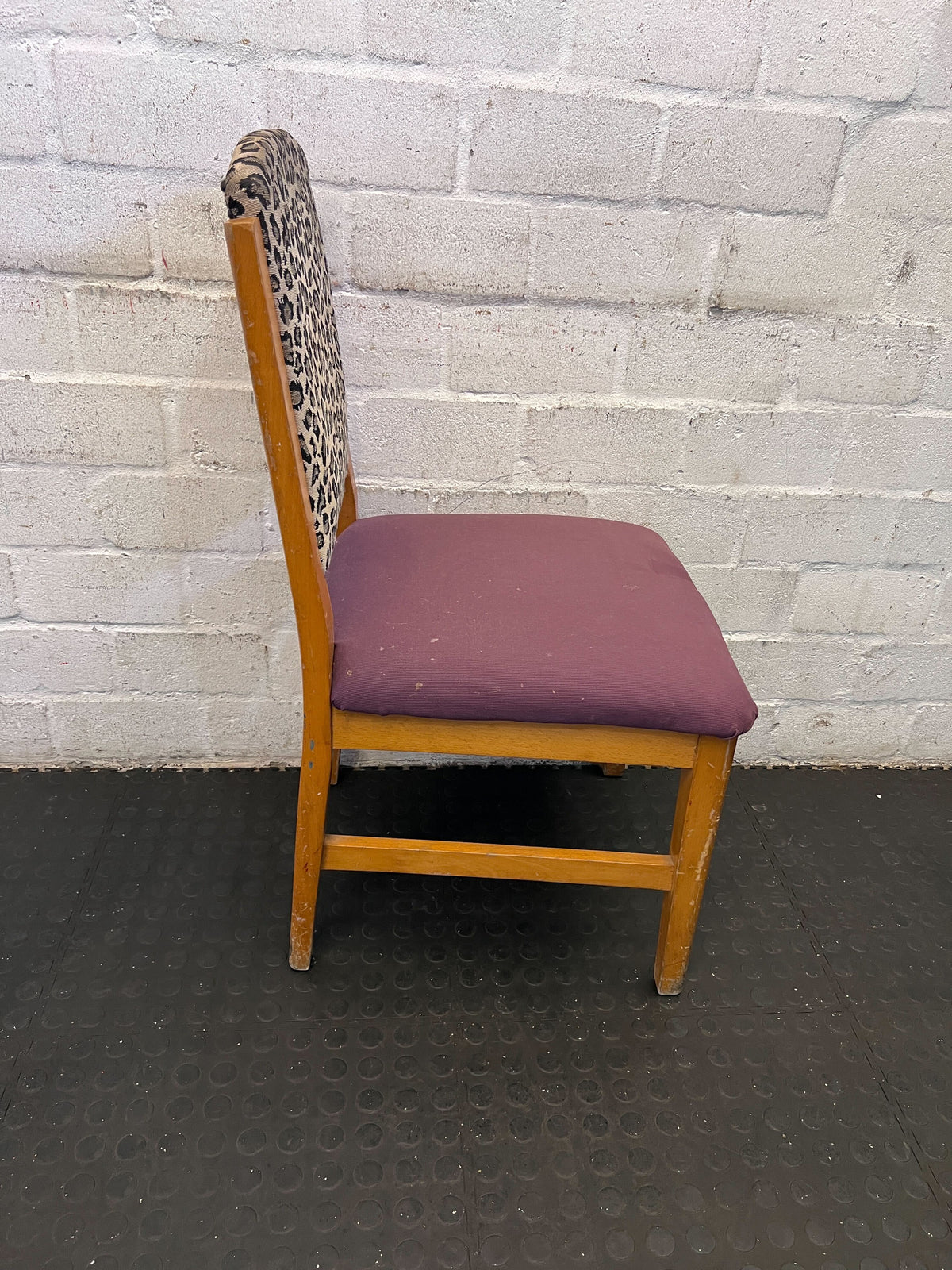Chic Leopard Print Dining Chair with Purple Seat Cushion - PRICE DROP - 2ndhandwarehouse.com