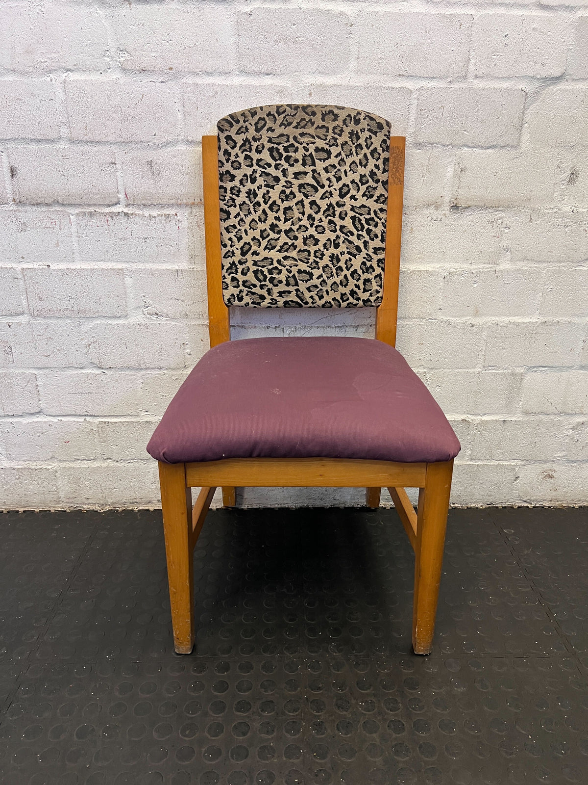Chic Leopard Print Dining Chair with Purple Seat Cushion - PRICE DROP - 2ndhandwarehouse.com