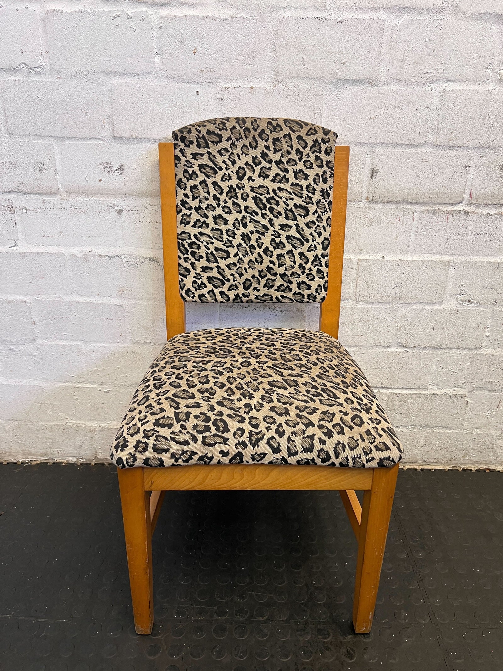 Elegant Leopard Print Dining Chair with Wooden Frame