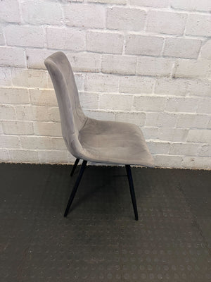 Stylish Grey Velvet Dining Chair with Black Legs - Minor Wear - PRICE DROP - 2ndhandwarehouse.com