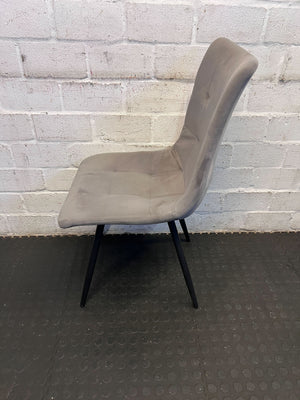Stylish Grey Velvet Dining Chair with Black Legs - Minor Wear - PRICE DROP - 2ndhandwarehouse.com