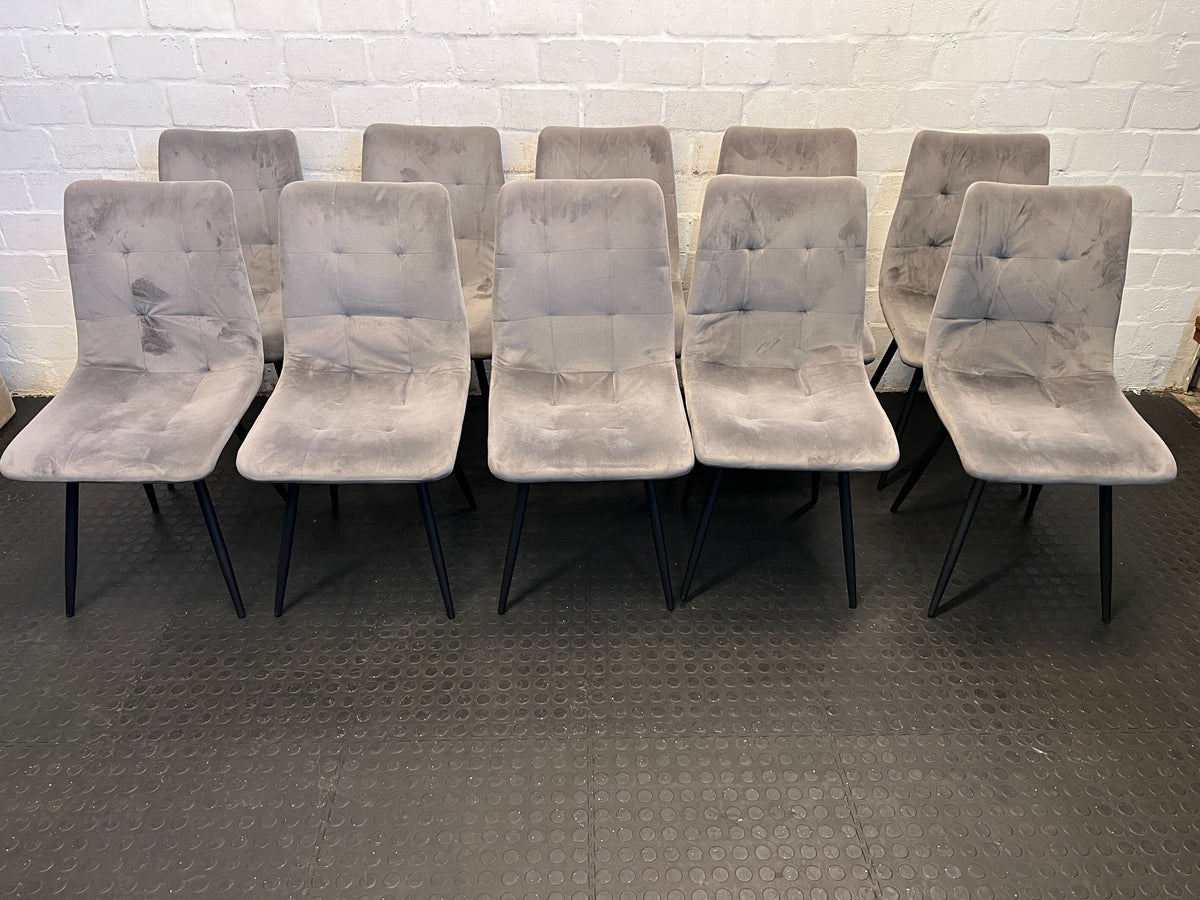 Stylish Grey Velvet Dining Chair with Black Legs - Minor Wear - PRICE DROP - 2ndhandwarehouse.com