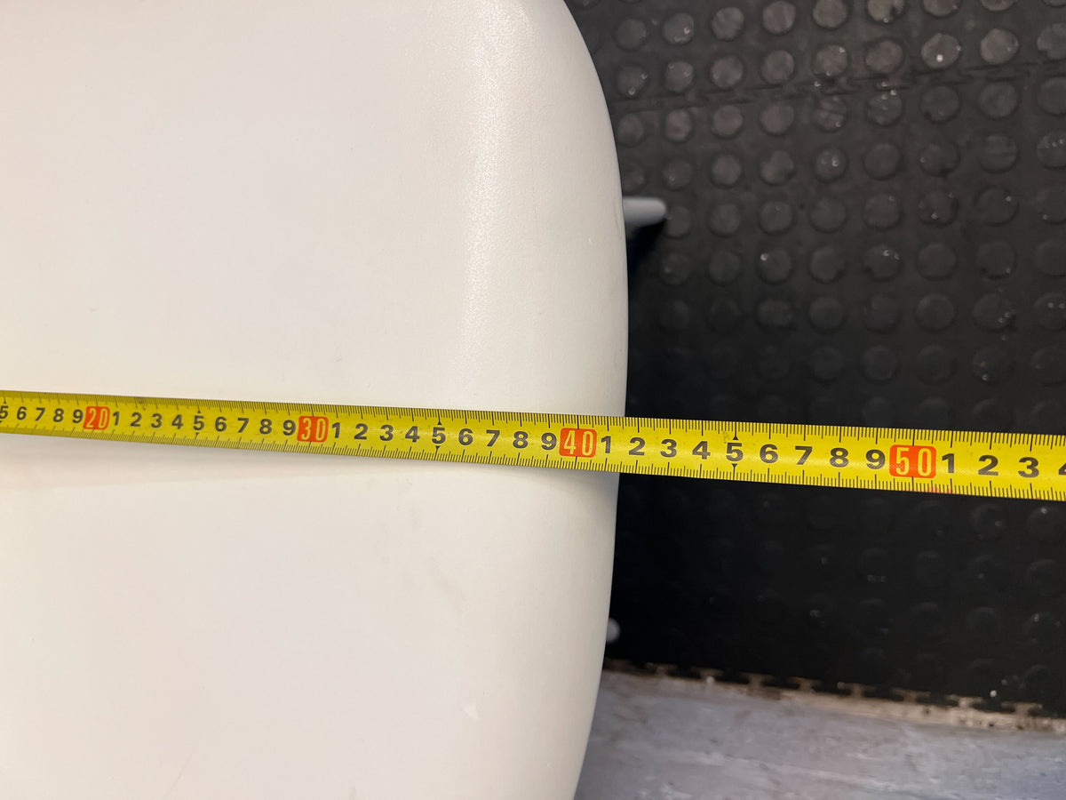 Modern White Plastic Chair with Wooden Legs - Minor Wear