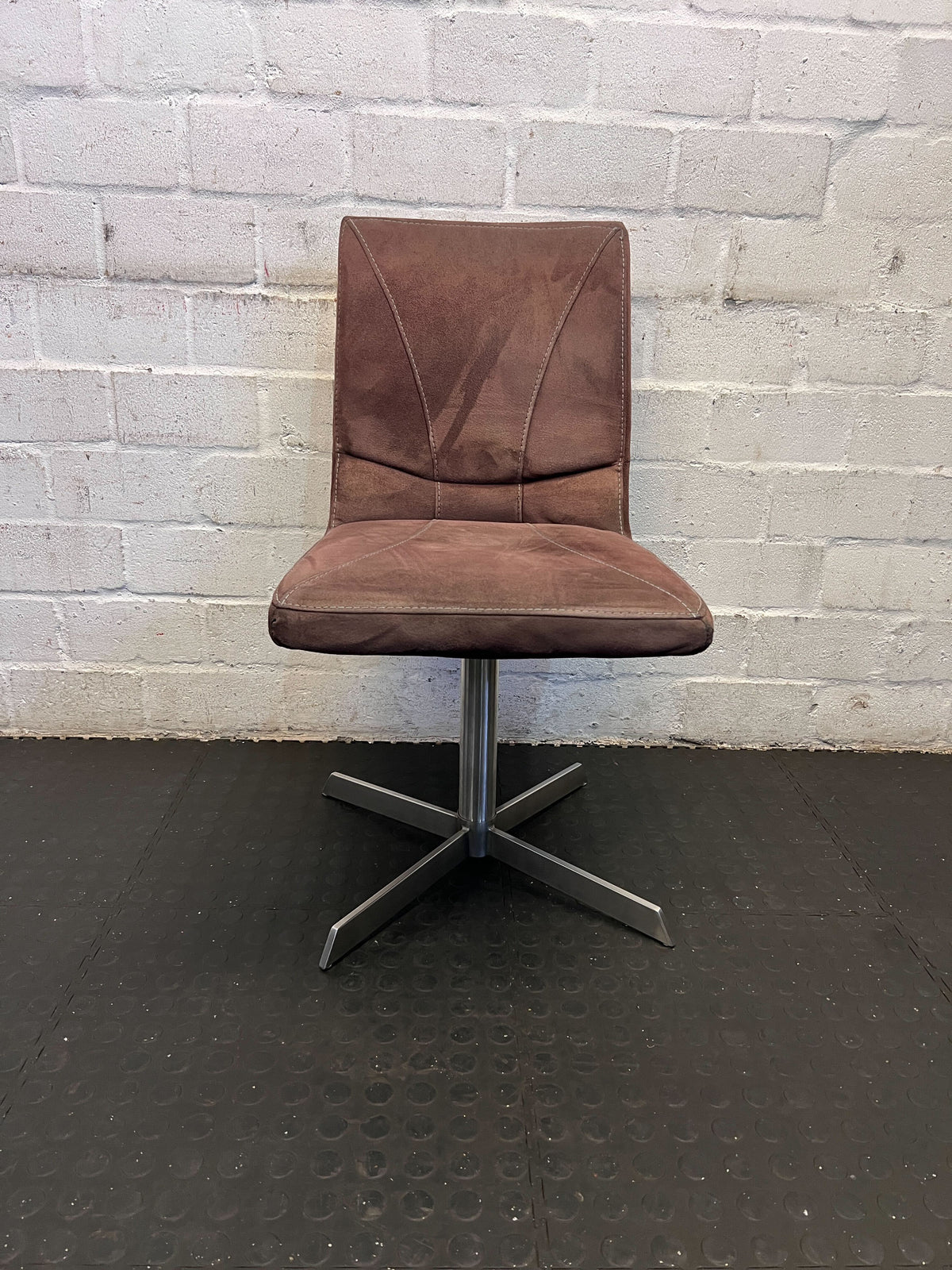 Stylish Brown Faux Leather Accent Chair with Metal Base