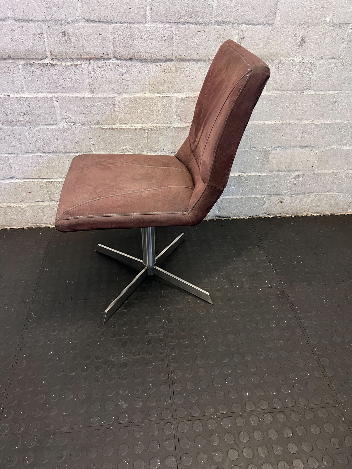 Stylish Brown Faux Leather Accent Chair with Metal Base