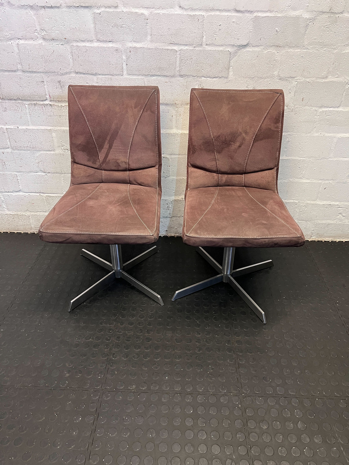 Stylish Brown Faux Leather Accent Chair with Metal Base