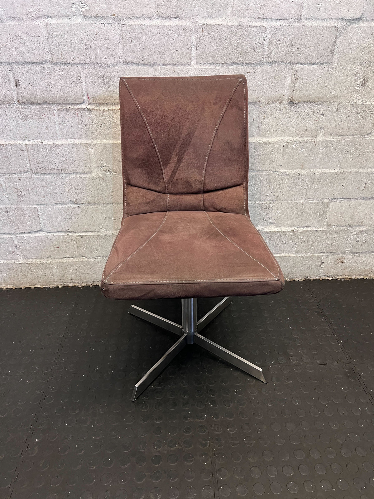 Stylish Brown Faux Leather Accent Chair with Metal Base