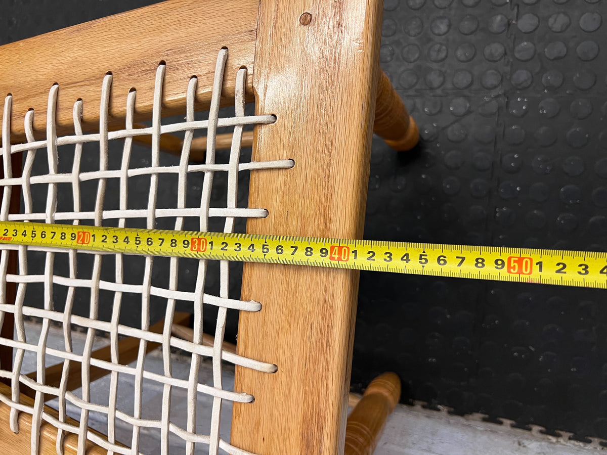 Rustic Oak Dining Chair with Woven Seat – Minor wear - 2ndhandwarehouse.com