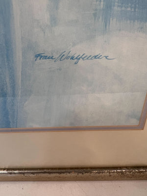 Elegant Framed Floral Artwork in Soft Blue Tones