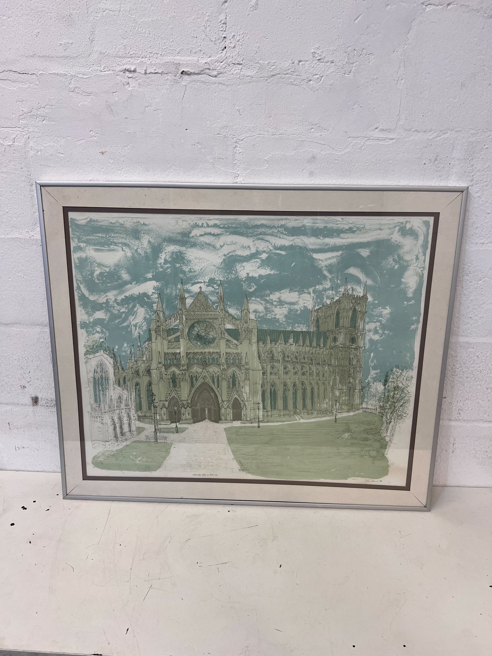 Framed Vintage Cathedral Art Print – Turquoise & Green - 2ndhandwarehouse.com