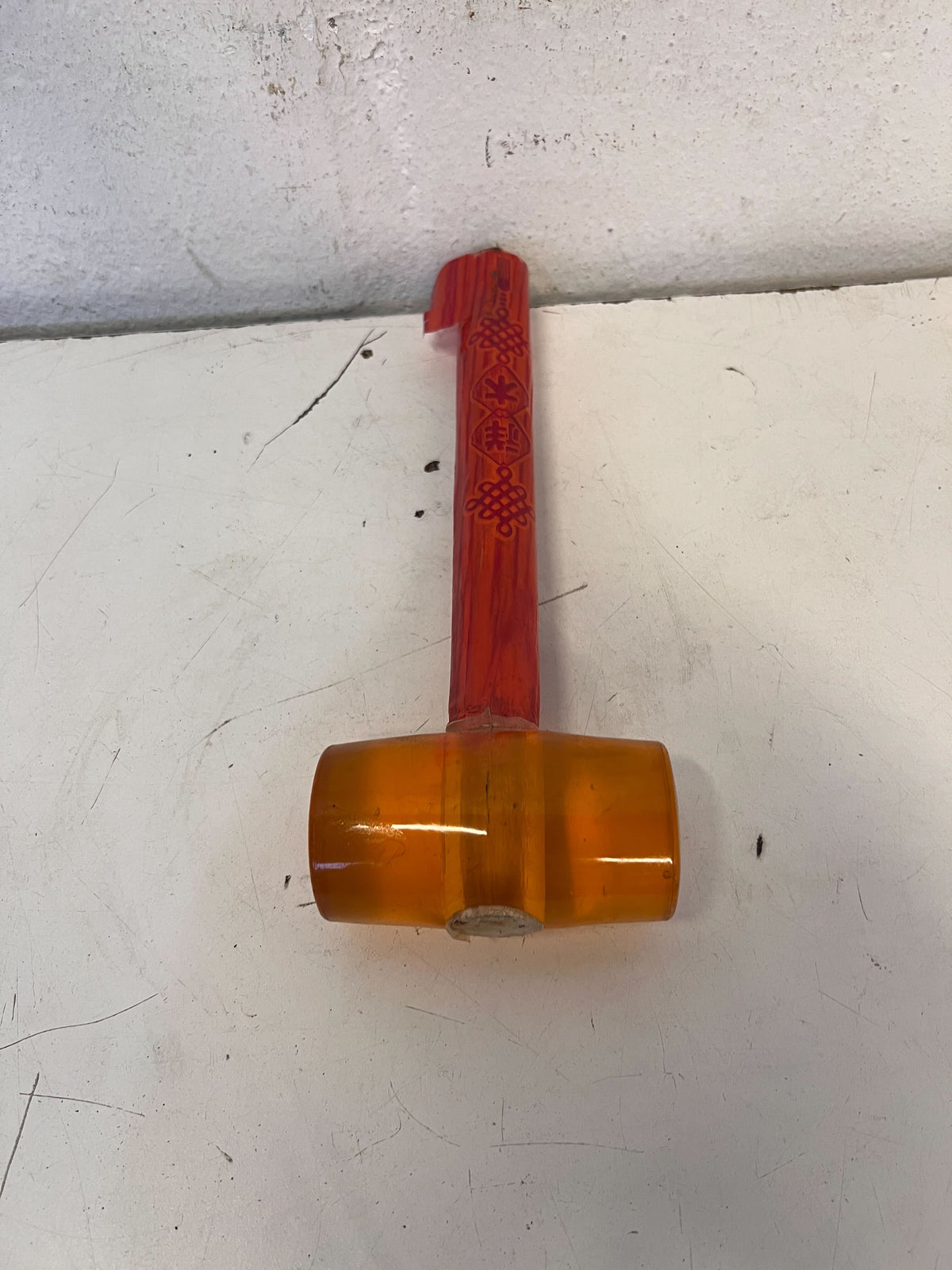 Vintage Orange Rubber Mallet with Red Handle – Minor Damage