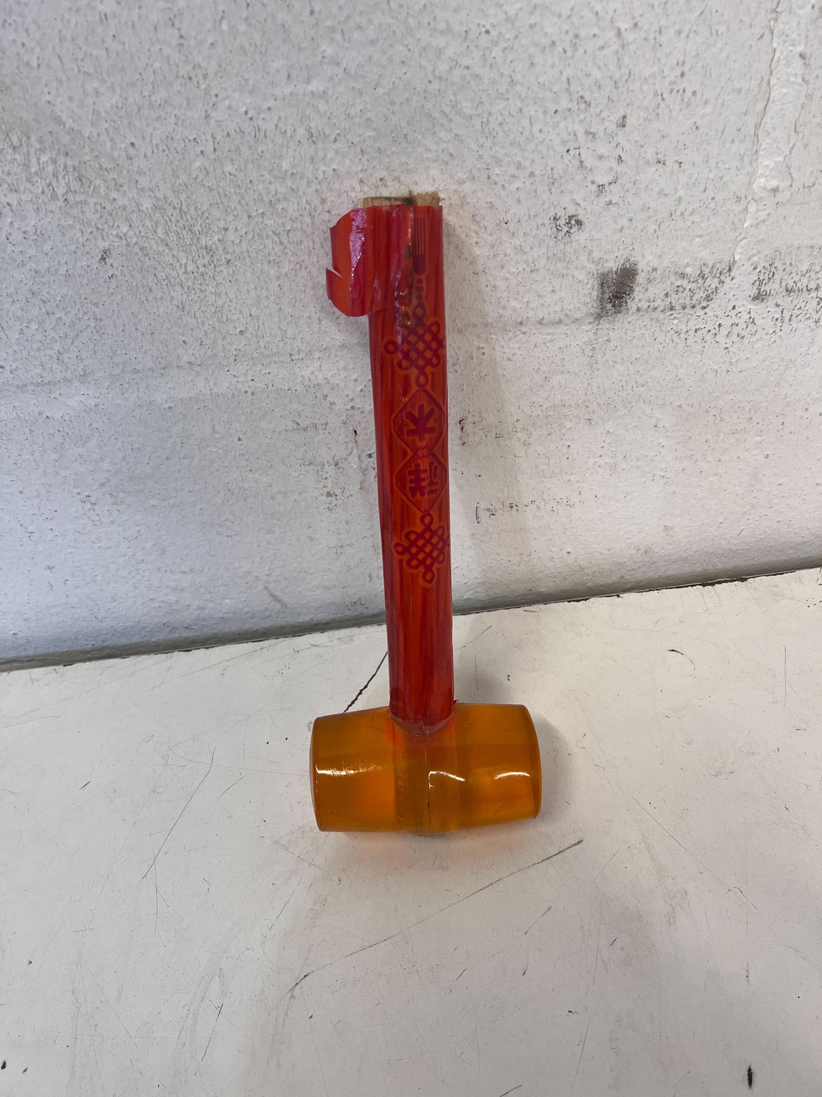 Vintage Orange Rubber Mallet with Red Handle – Minor Damage