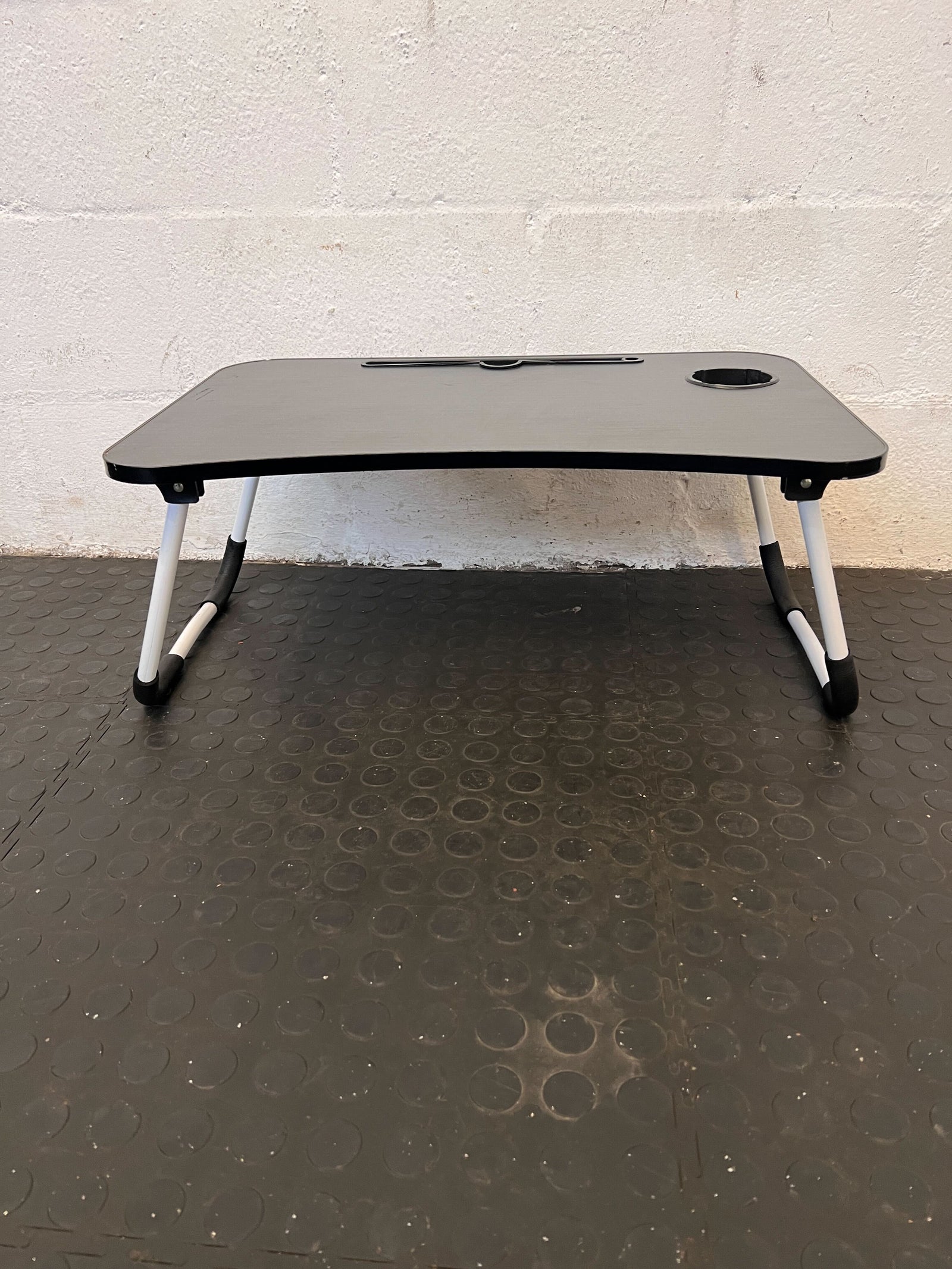 Compact Black Folding Lap Desk with Cup Holder