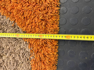 Vibrant Orange and Beige Contemporary Area Rug - PRICE DROP