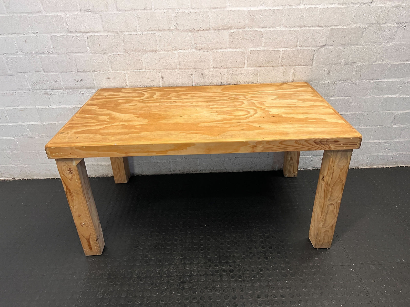 Solid Wood Dining Table - Rustic Style, Natural Finish, Minor Surface Marks