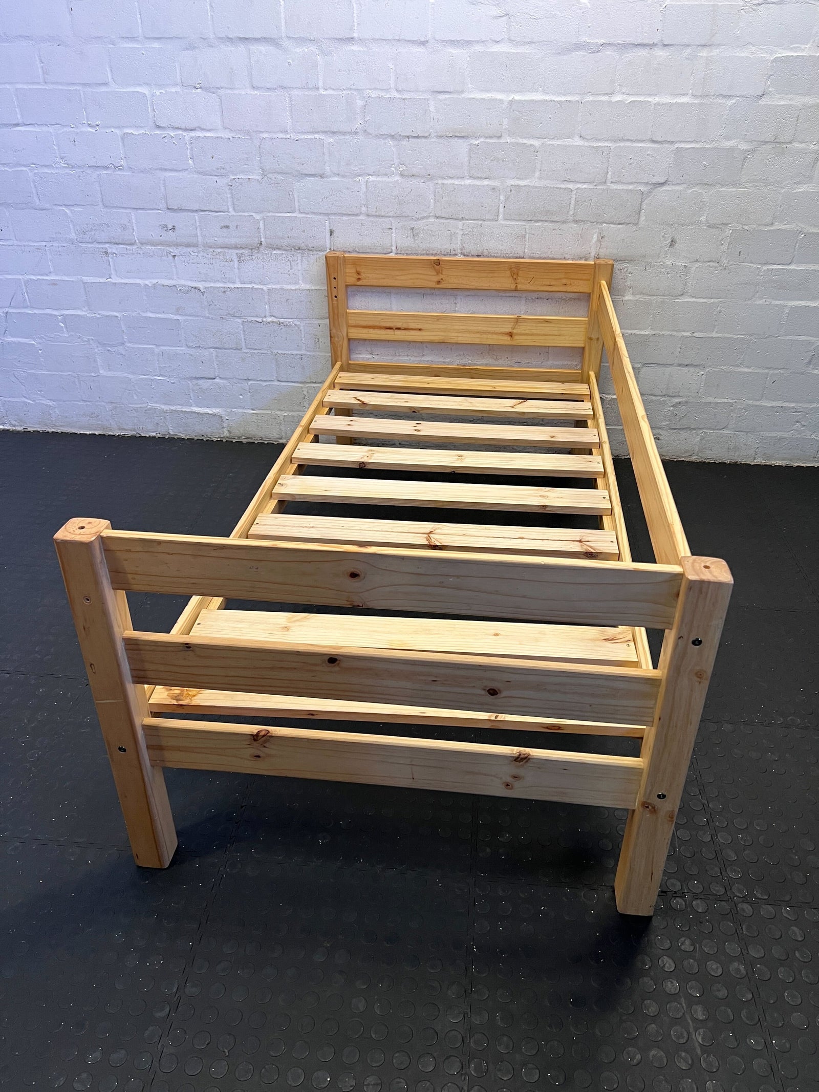 Solid Pine Single Bed Frame – Rustic Natural Finish with Minor Scuffs