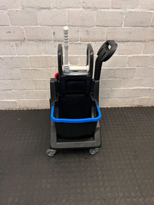 Durable 2-Compartment Cleaning Trolley with Color-Coded Bins