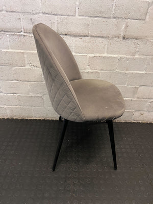 Stylish Grey Velvet Dining Chair with Black Legs – Minor Marks - 2ndhandwarehouse.com
