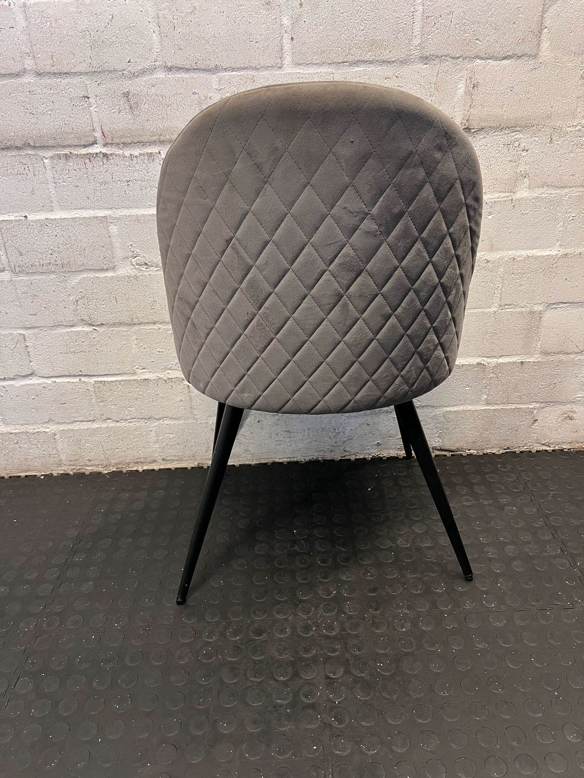 Stylish Grey Velvet Dining Chair with Black Legs – Minor Marks - 2ndhandwarehouse.com