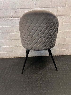 Stylish Grey Velvet Dining Chair with Black Legs – Minor Marks - 2ndhandwarehouse.com
