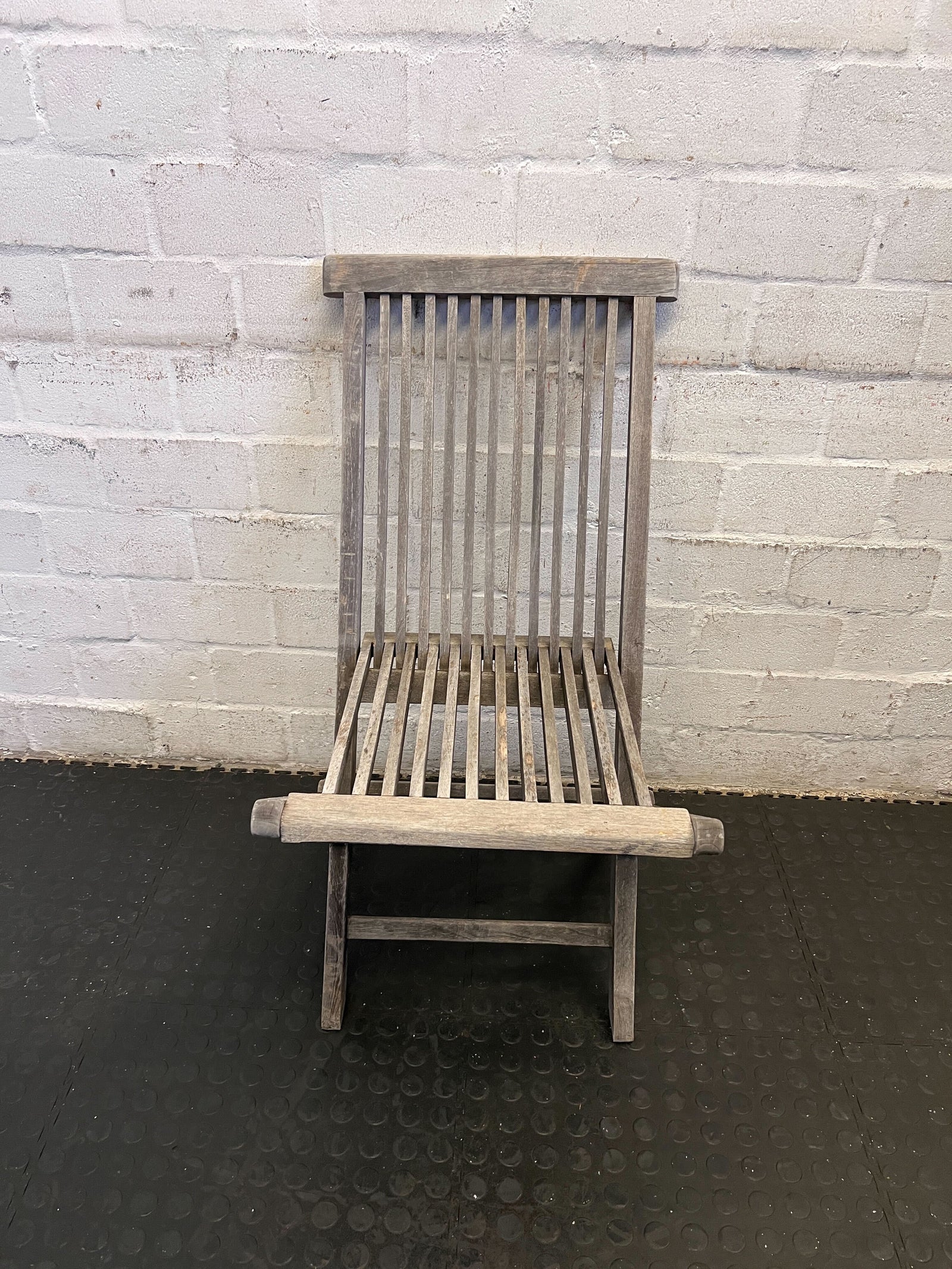 Rustic Grey Wooden Slatted Chair for Indoor/Outdoor Use