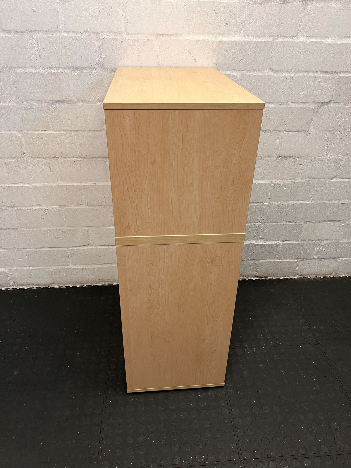 Sturdy Light Wood 3-Shelf Storage Unit with Cabinet - Great Condition