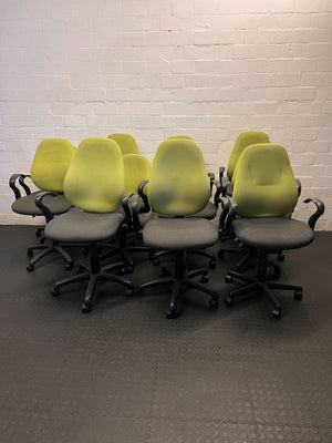 Ergonomic Green and Black Office Chair with Minor Wear