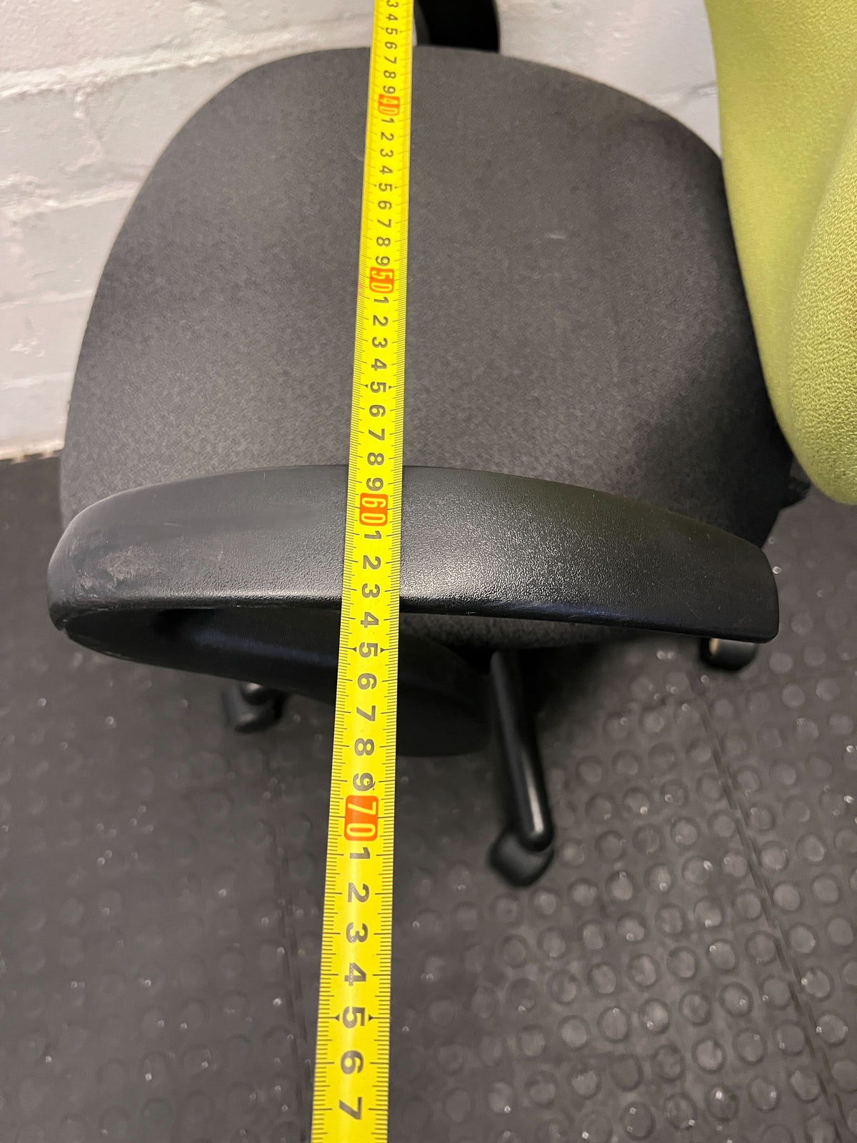 Ergonomic Green and Black Office Chair with Minor Wear