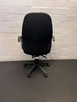 Ergonomic Black Fabric Office Chair with Minor Wear