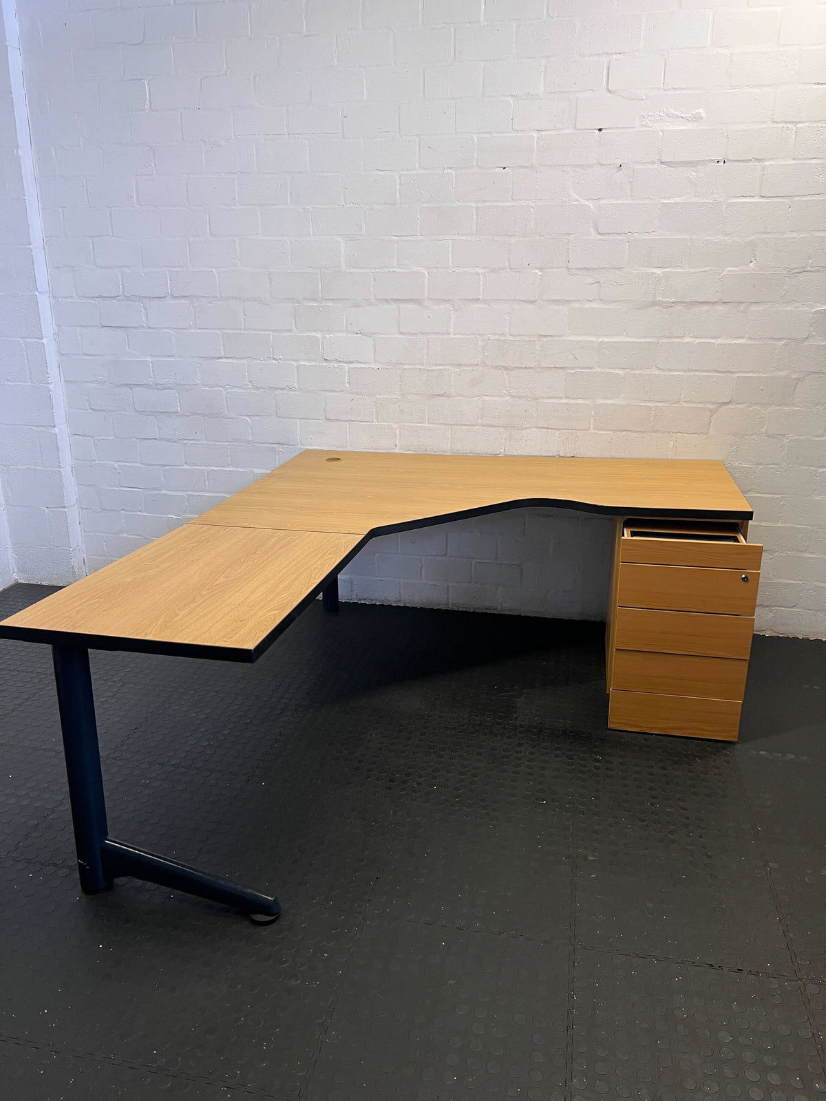 Modern L-Shaped Office Desk with Oak Finish and Drawer - REDUCED - PRICE DROP
