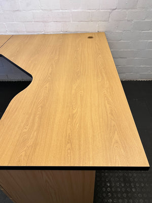 Modern L-Shaped Office Desk with Oak Finish and Drawer - REDUCED - PRICE DROP
