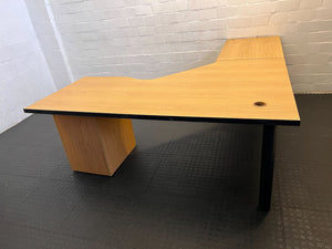 Modern L-Shaped Office Desk with Oak Finish and Drawer - REDUCED - PRICE DROP