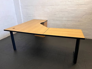 Modern L-Shaped Office Desk with Oak Finish and Drawer - REDUCED - PRICE DROP