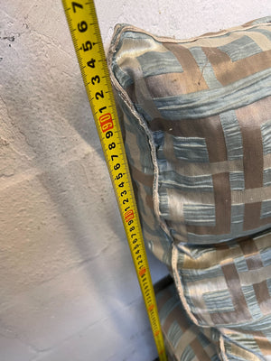 Elegant L-Shape Couch with Cushions in Light Blue and Yellow