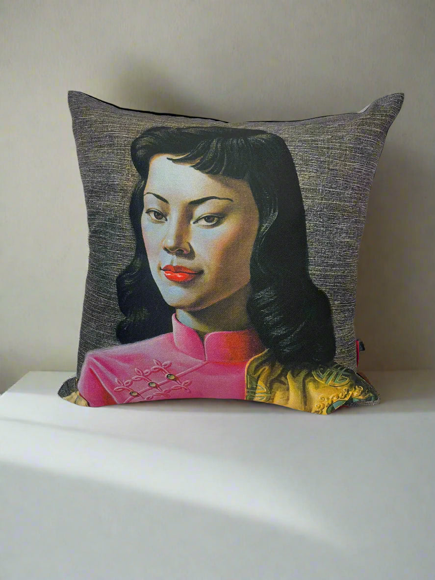 Vintage Decorative Pillow with Elegant Portrait Design