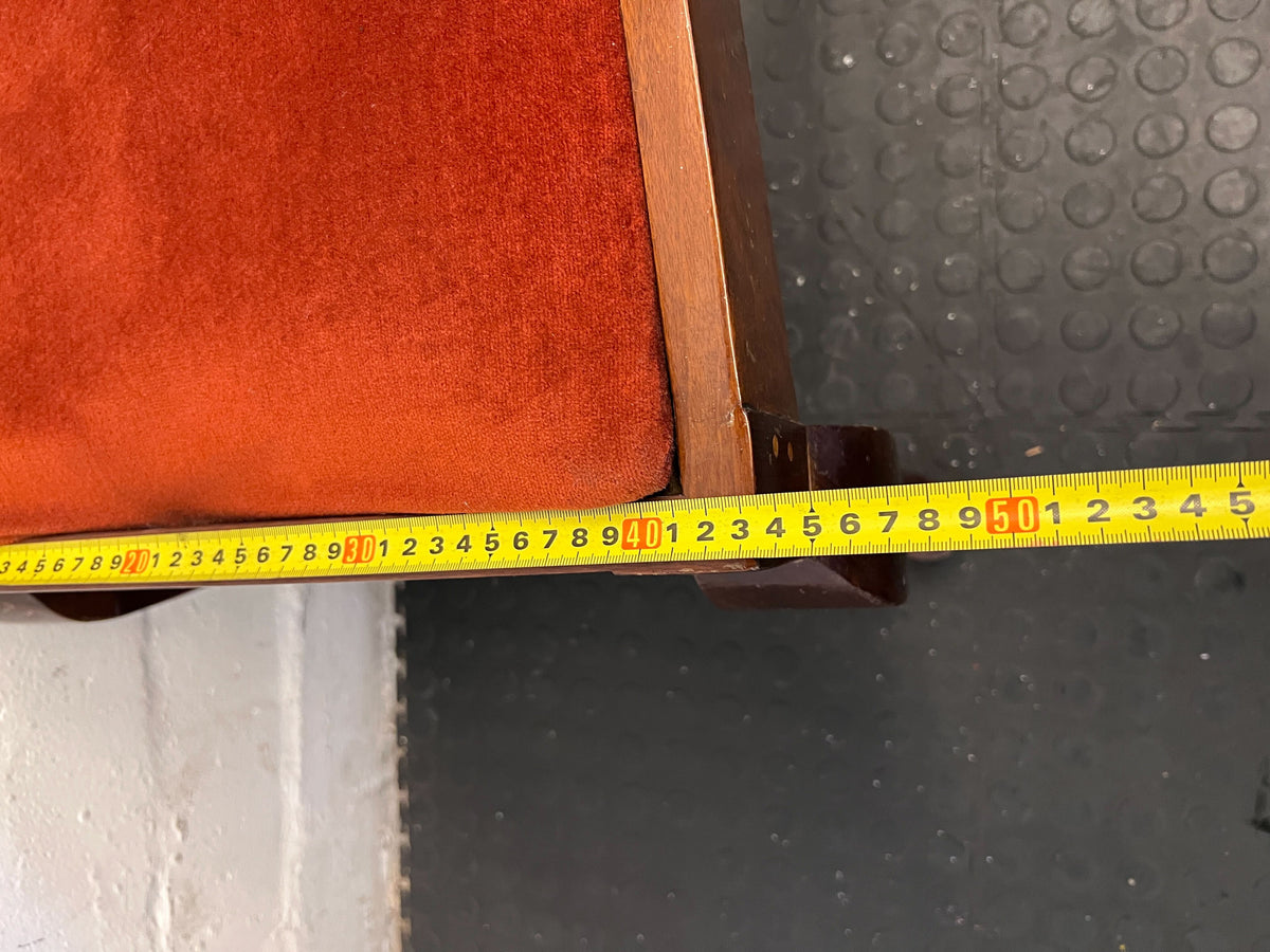 Wood Dining Chair with Rustic Orange Velvet Cushion - PRICE DROP