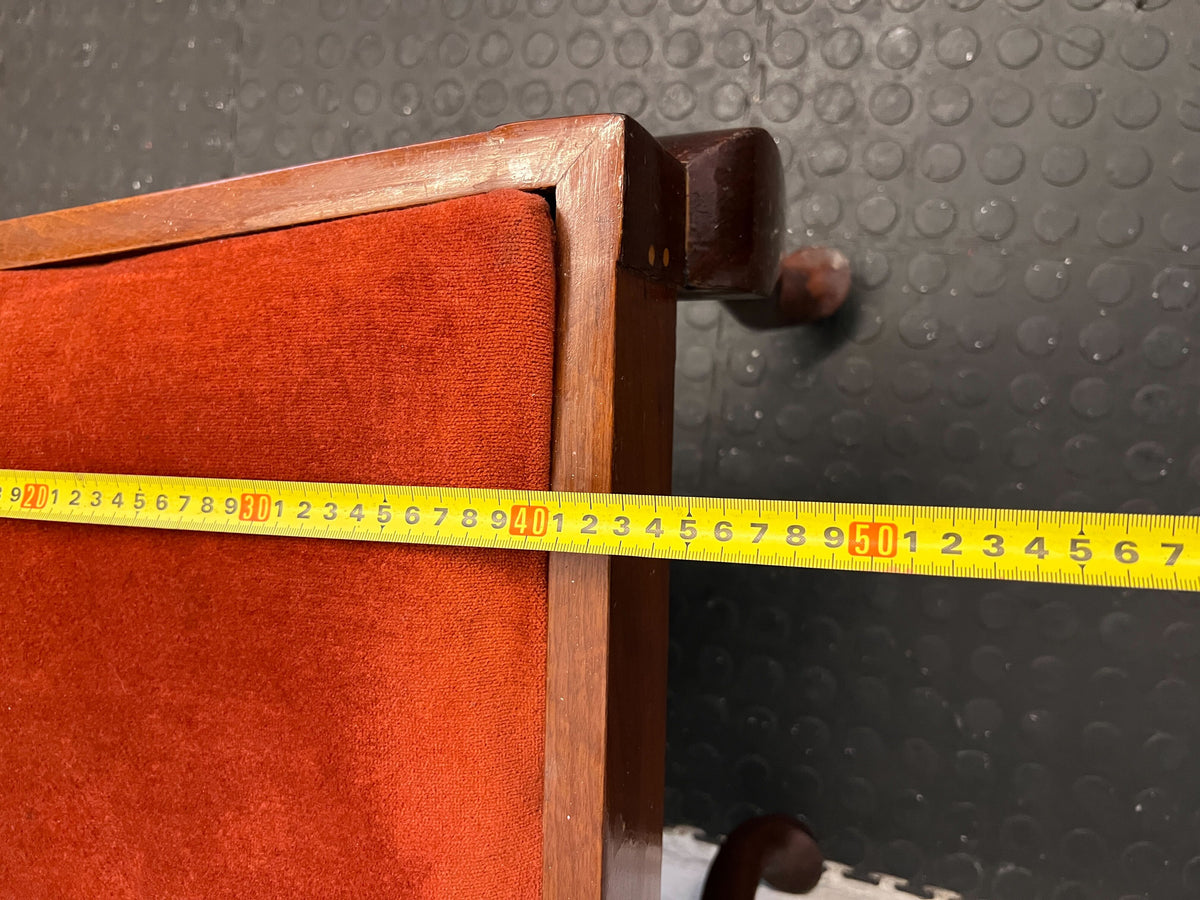 Wood Dining Chair with Rustic Orange Velvet Cushion - PRICE DROP