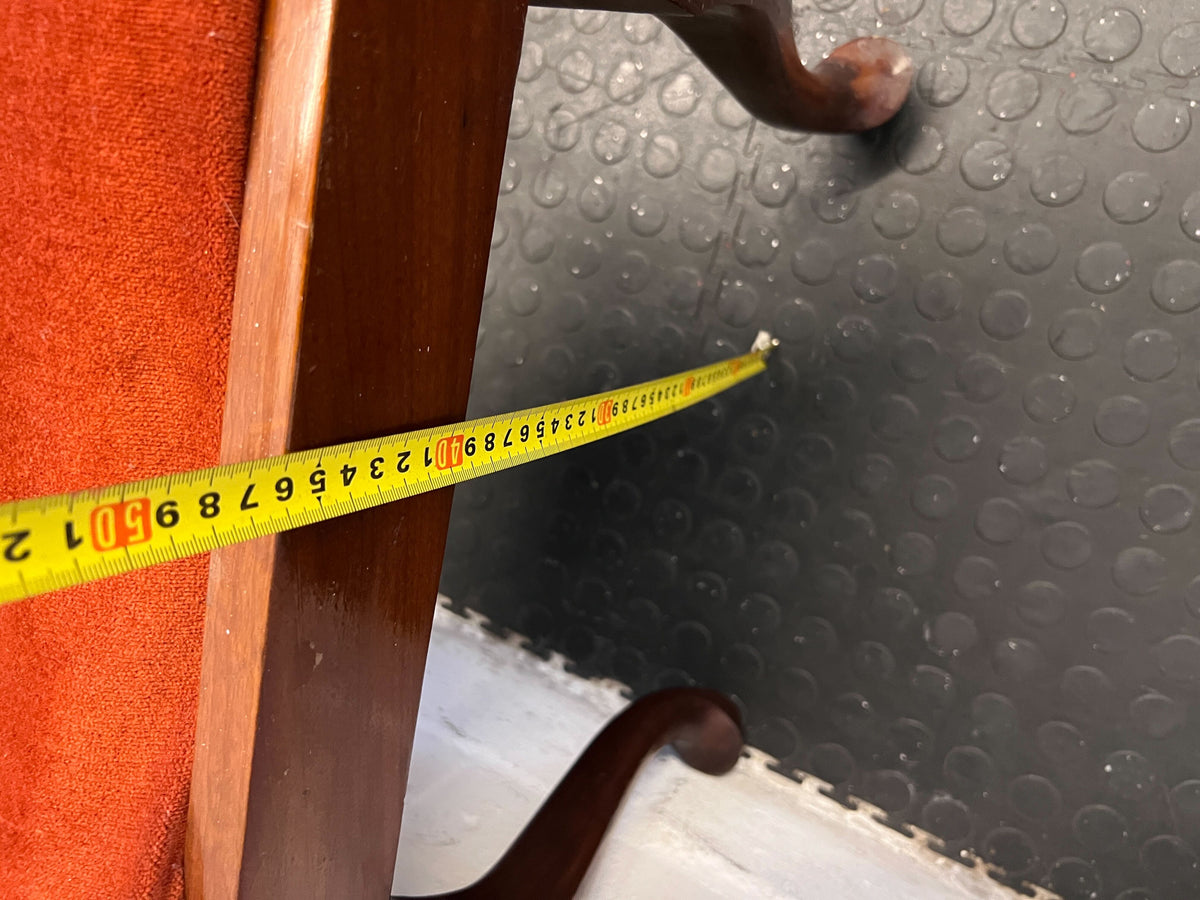 Wood Dining Chair with Rustic Orange Velvet Cushion - PRICE DROP