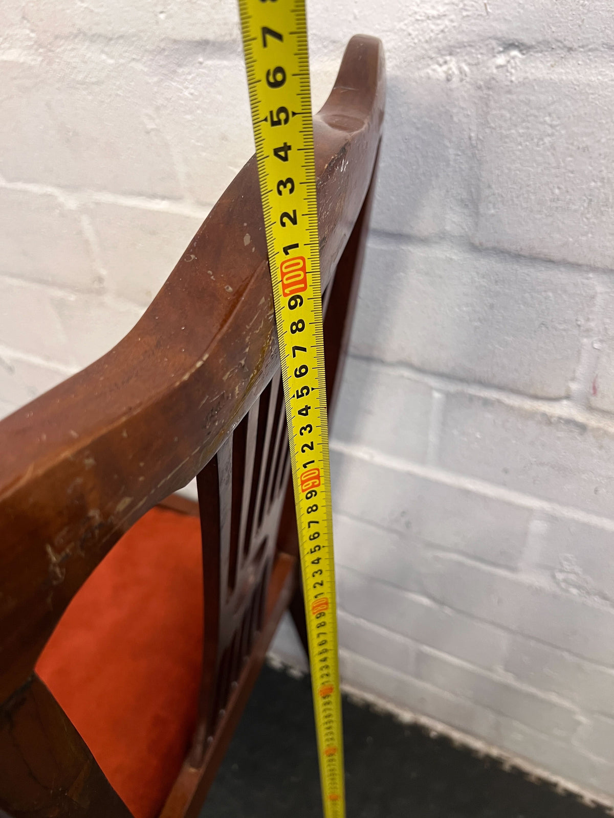 Wood Dining Chair with Rustic Orange Velvet Cushion - PRICE DROP