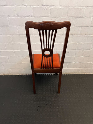 Vintage Wooden Accent Chair with Orange Velvet Seat – Seats need attention - PRICE DROP