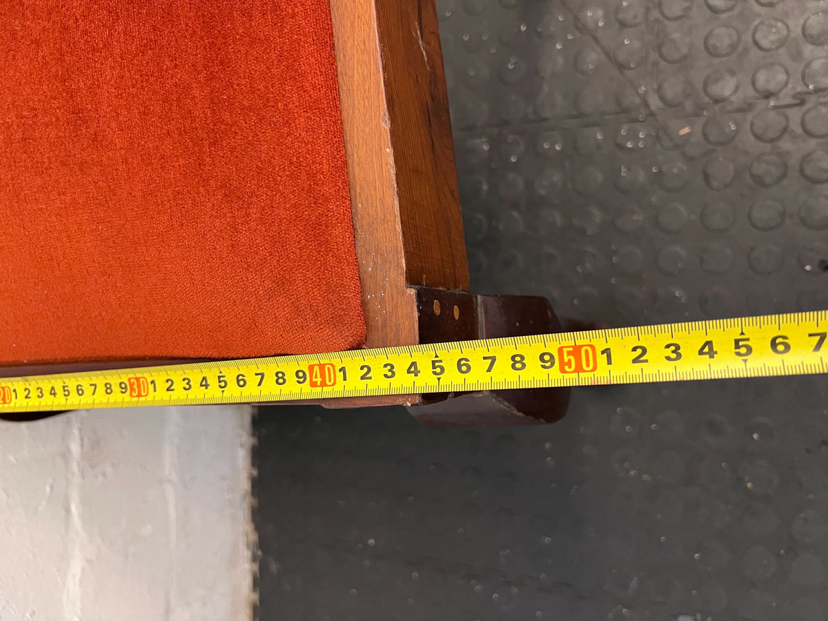 Vintage Wooden Accent Chair with Orange Velvet Seat – Seats need attention - PRICE DROP