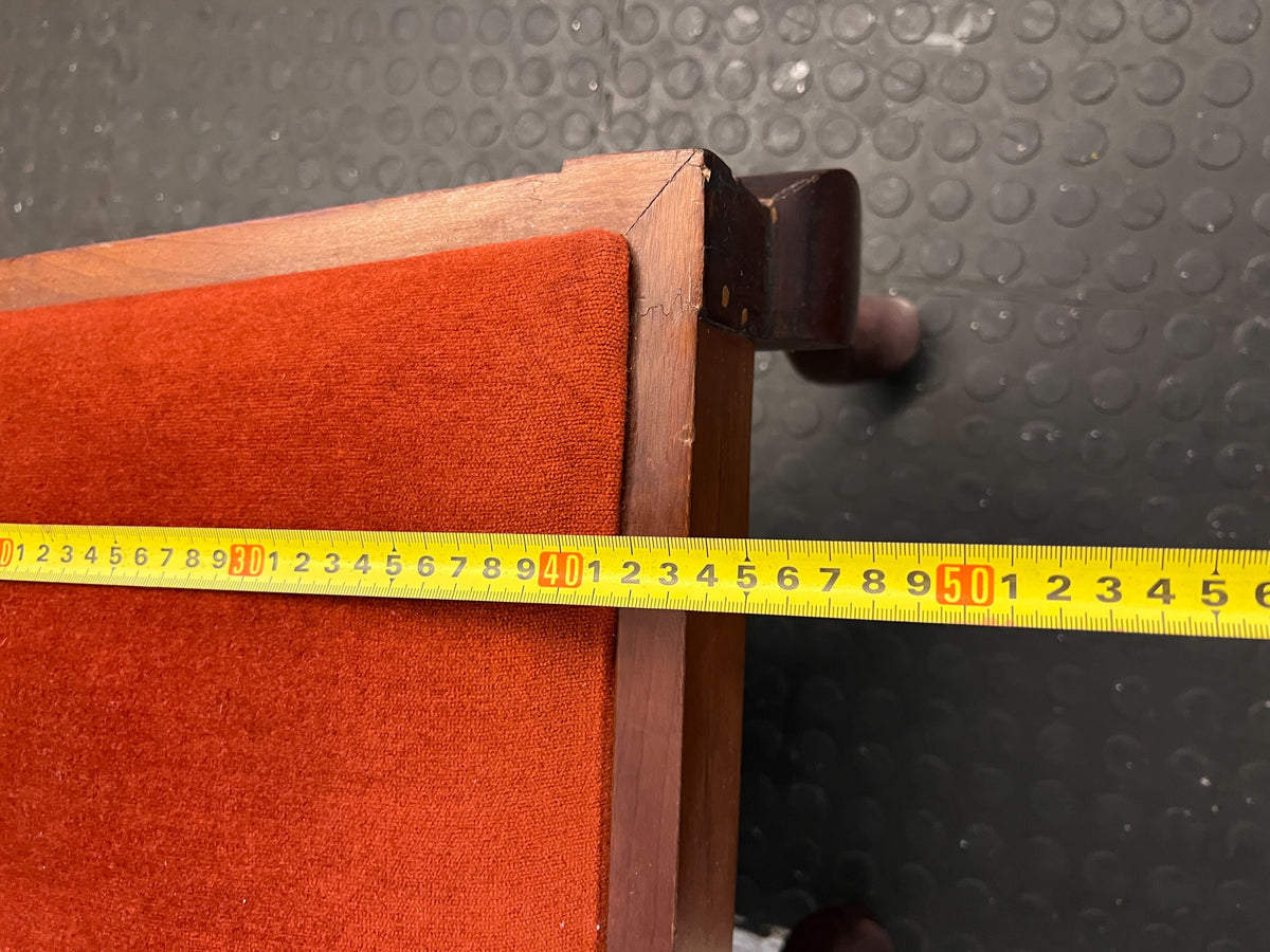 Vintage Wooden Accent Chair with Orange Velvet Seat – Seats need attention - PRICE DROP