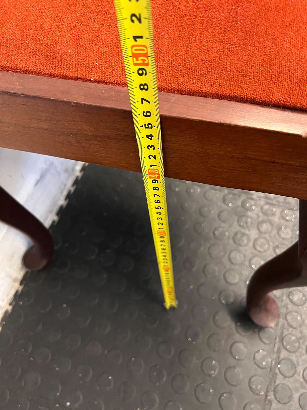 Vintage Wooden Accent Chair with Orange Velvet Seat – Seats need attention - PRICE DROP