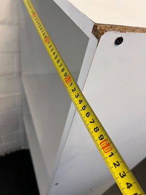 Minimalist White Wooden Bookshelf with Minor Edge Damage