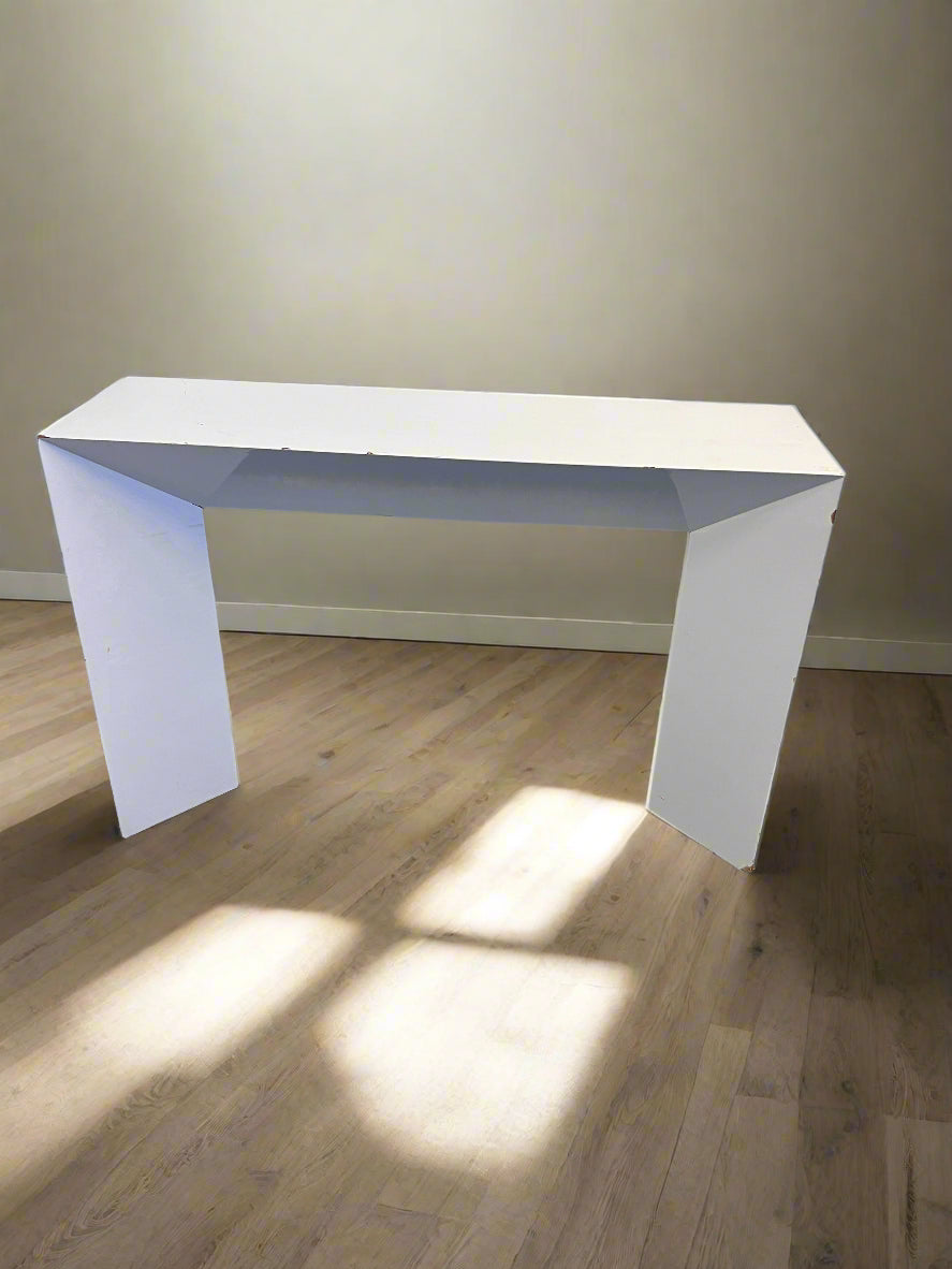 Modern White Console Table with Minor Scratches