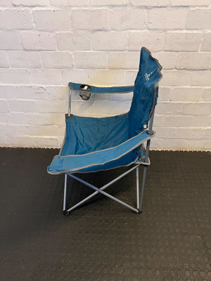 Cozy Blue Folding Camping Chair with Cup Holder – Minor Wear