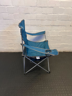 Cozy Blue Folding Camping Chair with Cup Holder – Minor Wear