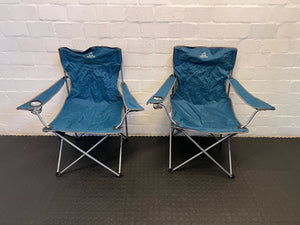 Cozy Blue Folding Camping Chair with Cup Holder – Minor Wear